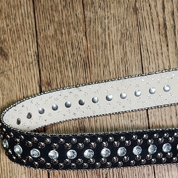 Guess Studded Black Belt with Silver Bling Buckle Westrtn Cowgirl Vintage - Picture 12 of 16